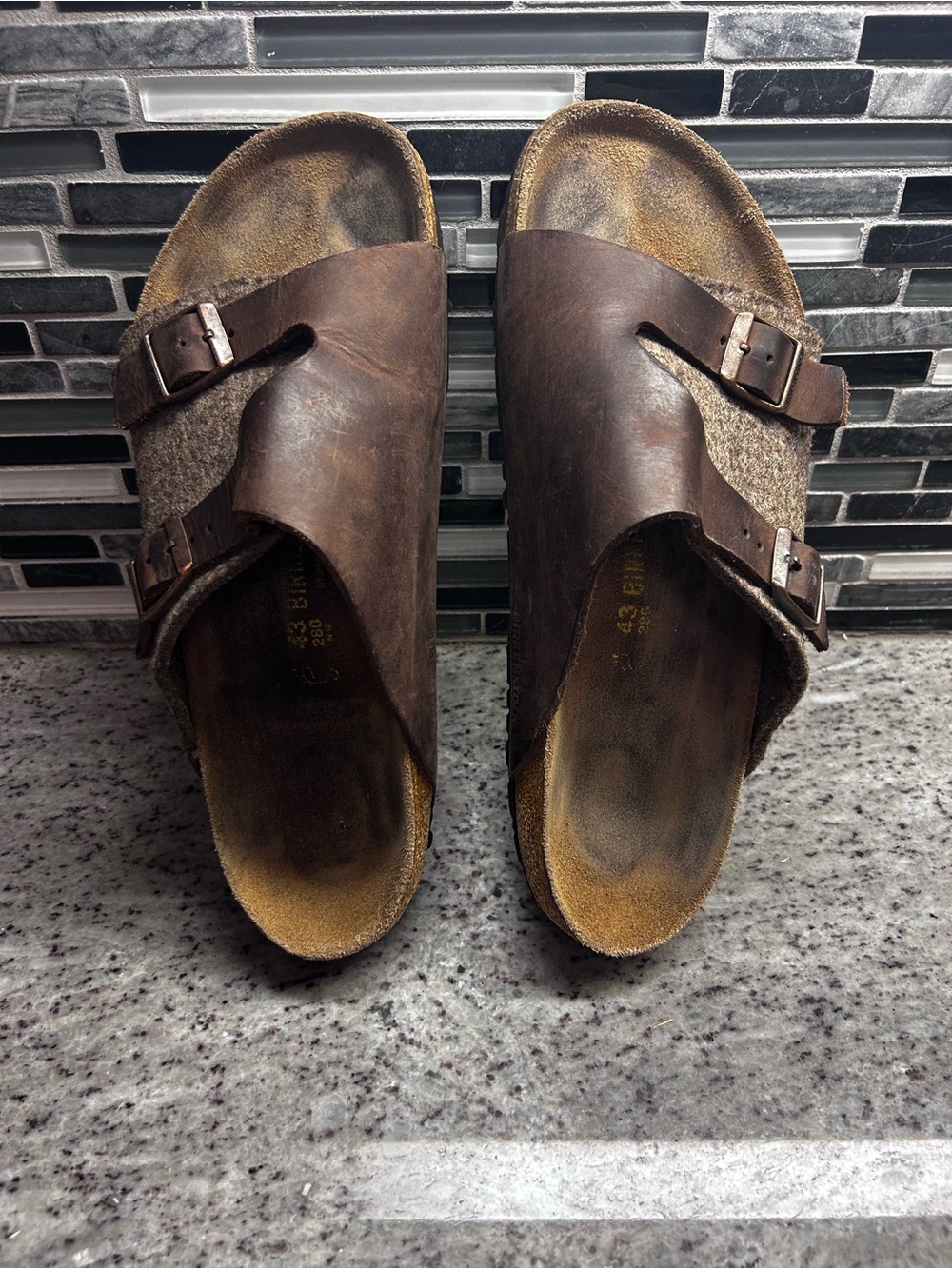 Birkenstock Mens Brown zurich Two-Buckle Slide Sandals size 10 - Picture 2 of 8